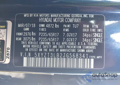 2018 Hyundai Santa Fe Sport 2.4L из США, поврежденный, VIN 5XYZT3LB2JG568341